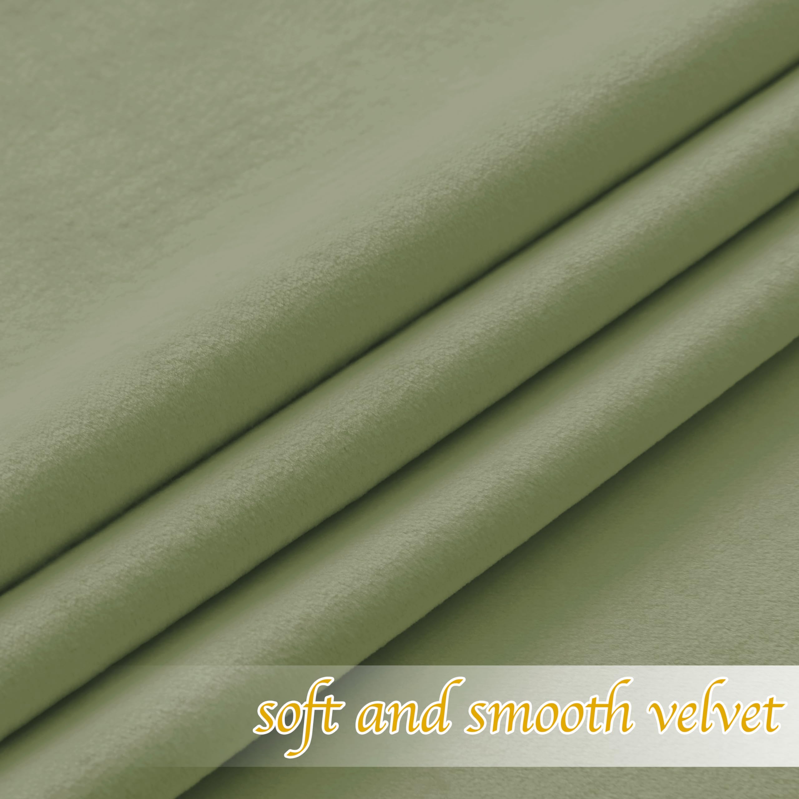 Smiletime Sage Green 96In Long Velvet Curtains With Grommet, Thermal Insulated Super Soft Privacy Noise Reducing Light Blocking
