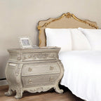 Acme Ragenardus 3-Drawer Wood Bombe Nightstand in Antique White