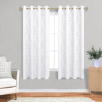 Mrs.Naturall White Damask Moroccan Pattern 3D Jacquard Embossed Embroidered Curtains 63 Inches Long For Bedroom Living Room 2 Panels Set
