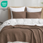 Phf Ultra Soft Waffle Weave Euro Shams Pillow Covers 26' X 26' 2 Pack, No Filling, Breathable Skin-Friendly Euro Throw Pillow Covers For Bed Couch Sofa, Cocoa Brown