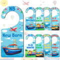 CORNER LACE Baby Closet Dividers 8PCS, Transportation Themed Wooden Double-Sided Clothes Size Hanger/Organizer from Newborn to T