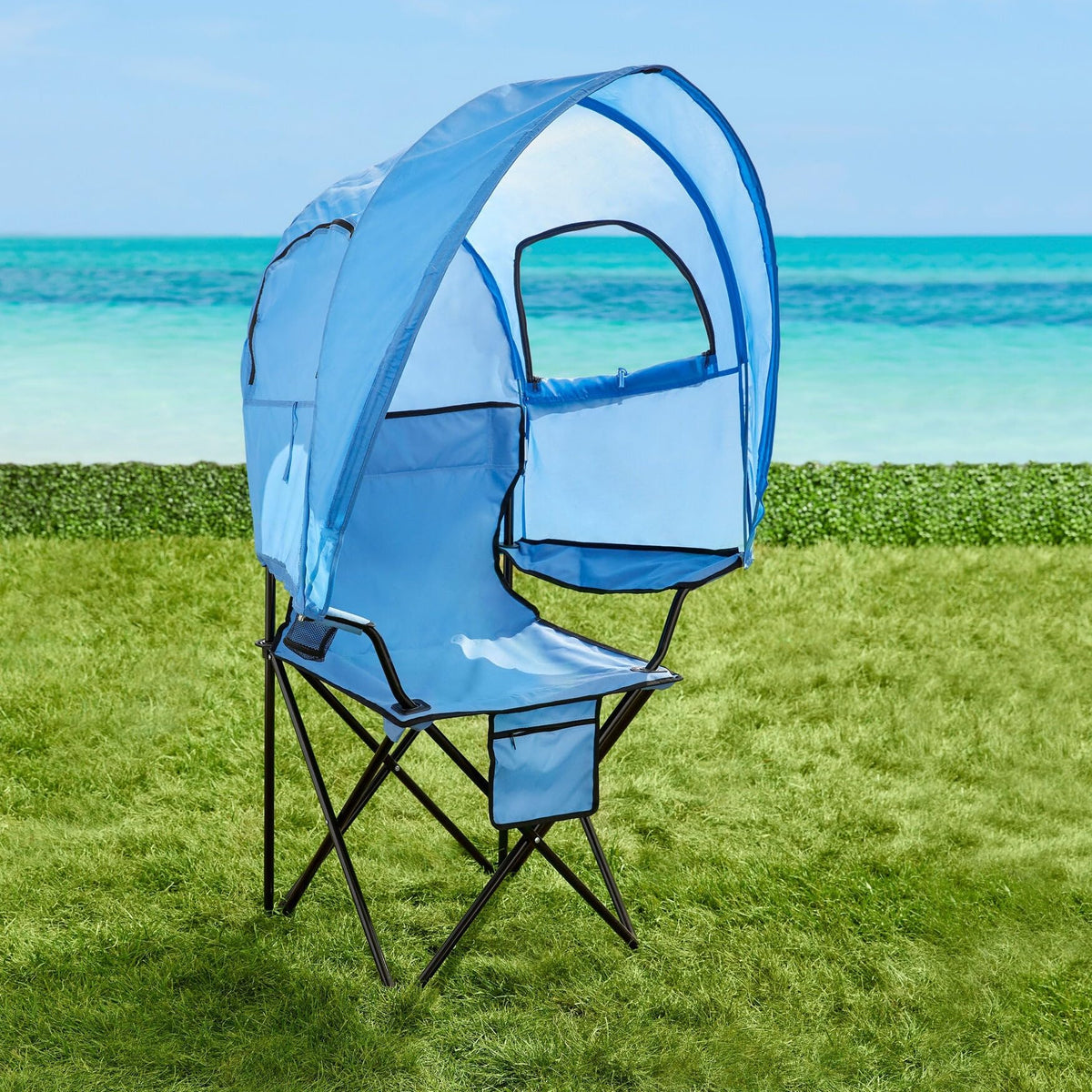 Brylanehome Outdoor Oversized Canopy Tent Camp Chair Shade Folding Cupholder Zip Windows Storage Carrying Case Beach Yard Trip- Weight Capacity 350Lb - Pool