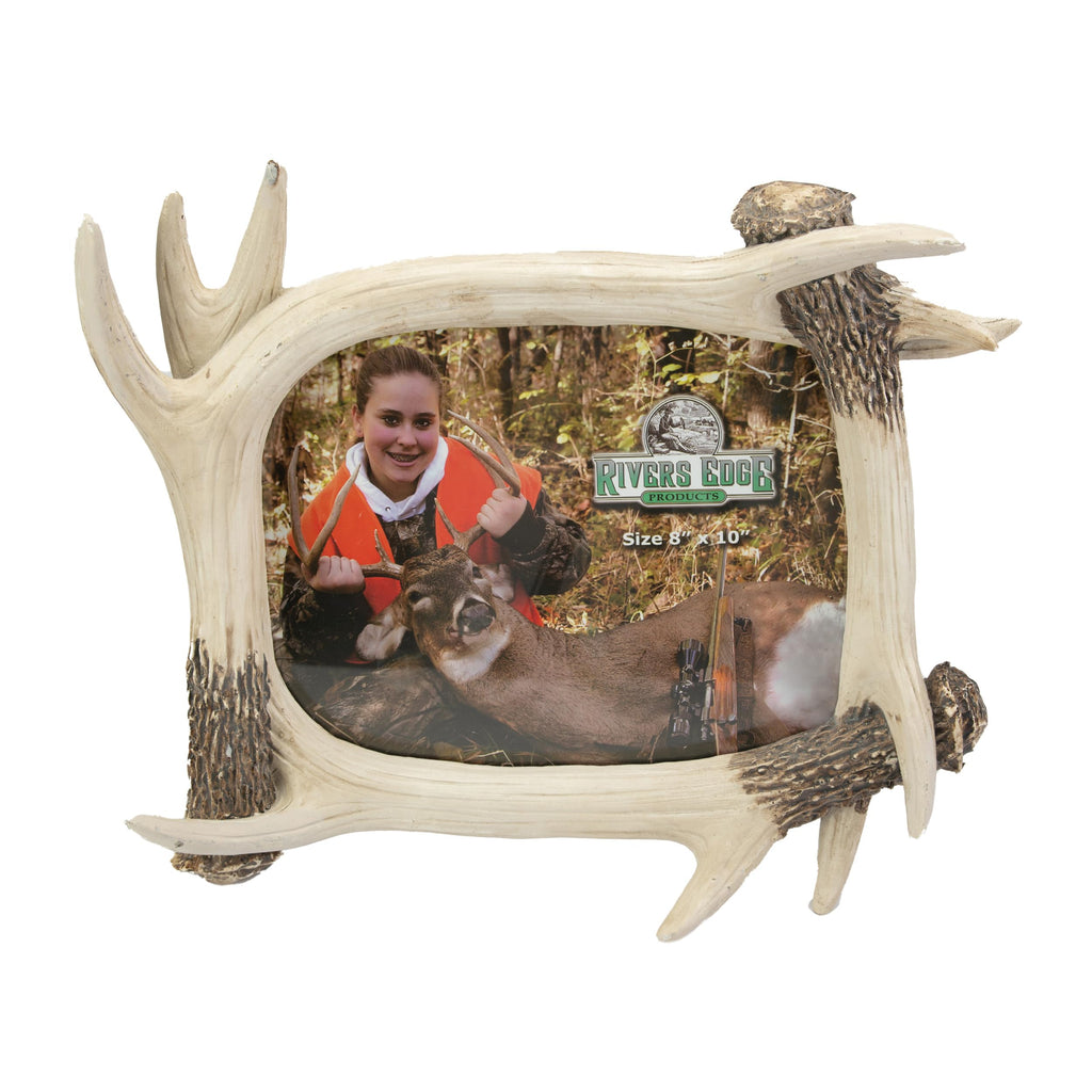 Rivers Edge Products 8x10 Picture Frame, Rustic Poly Resin Photo Frame for Hunting and Outdoors, Tabletop, Includes Glass Insert
