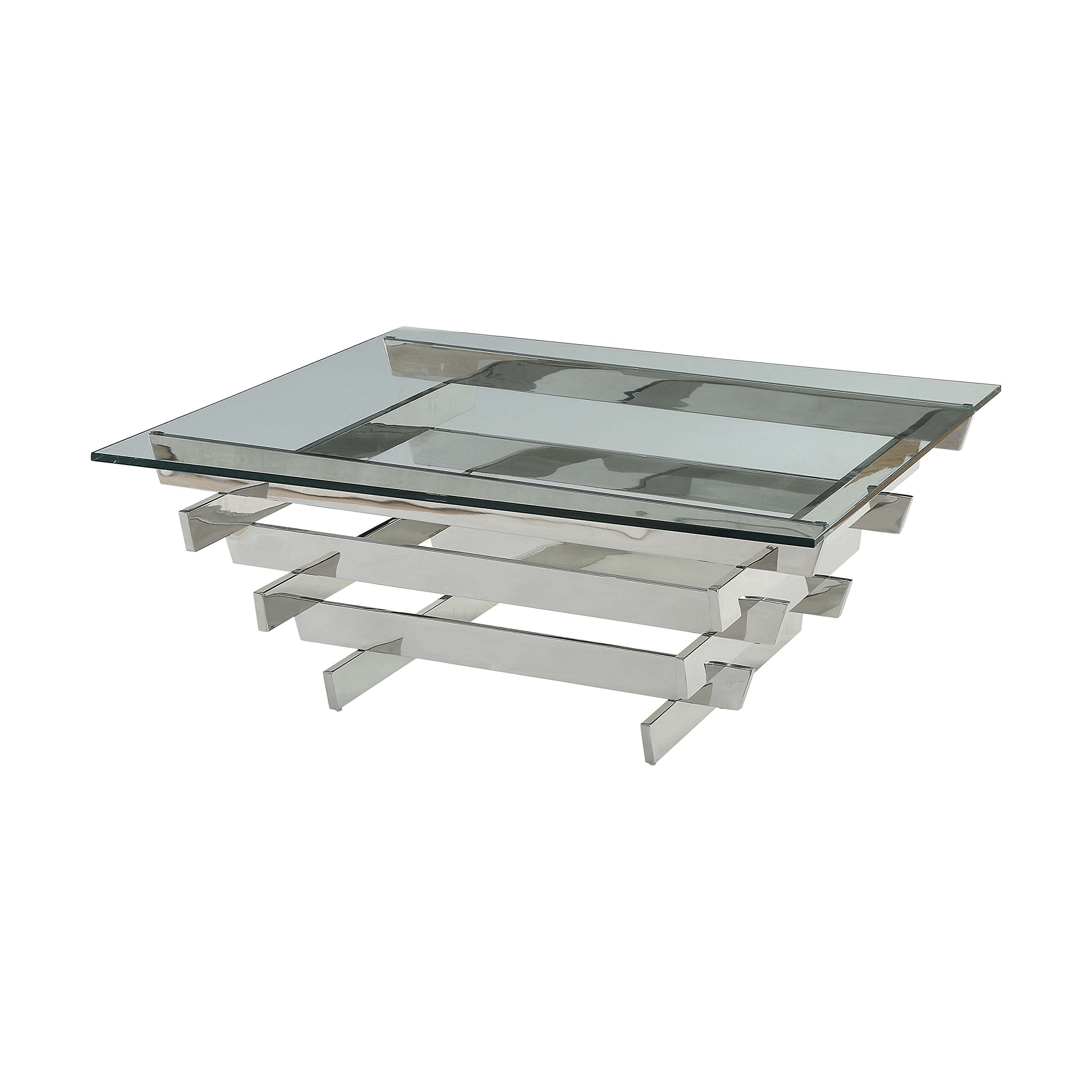 Acme Salonius 41&quot; Square Glass Top Coffee Table in Clear