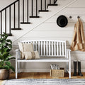 Grand patio 52  Farmhouse Outdoor Bench, Garden Benches with Rust Free Metal Powder Coated Frame and Aluminum Backrest, Faux Woo