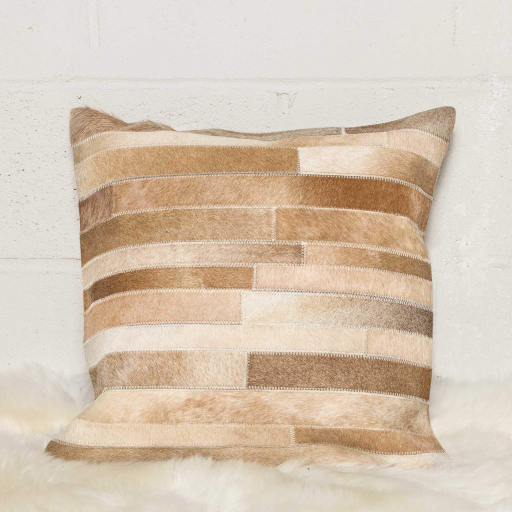 HomeRoots Tan Cowhide, Microsuede, Polyfill 18' X 18' X 5' Natural Pillow