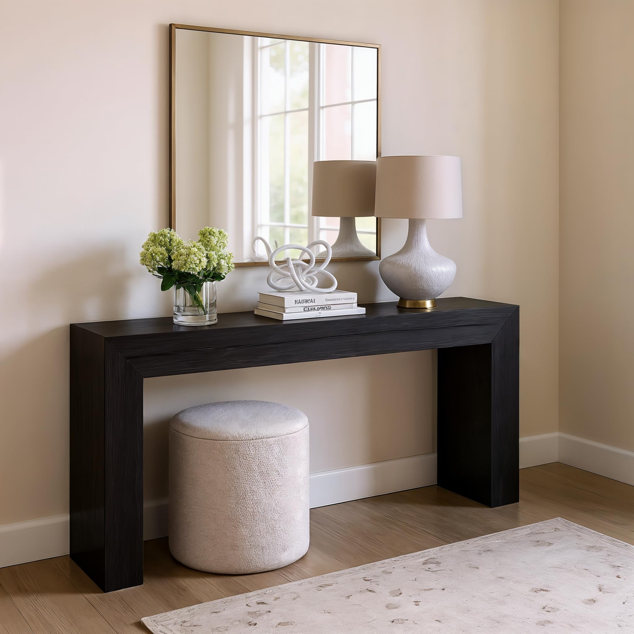 Plank+Beam Grand Console Table, 66 Inch Modern Solid Wood Sofa Table, Narrow Entryway Table for Hallway, Behind The Couch, Livin