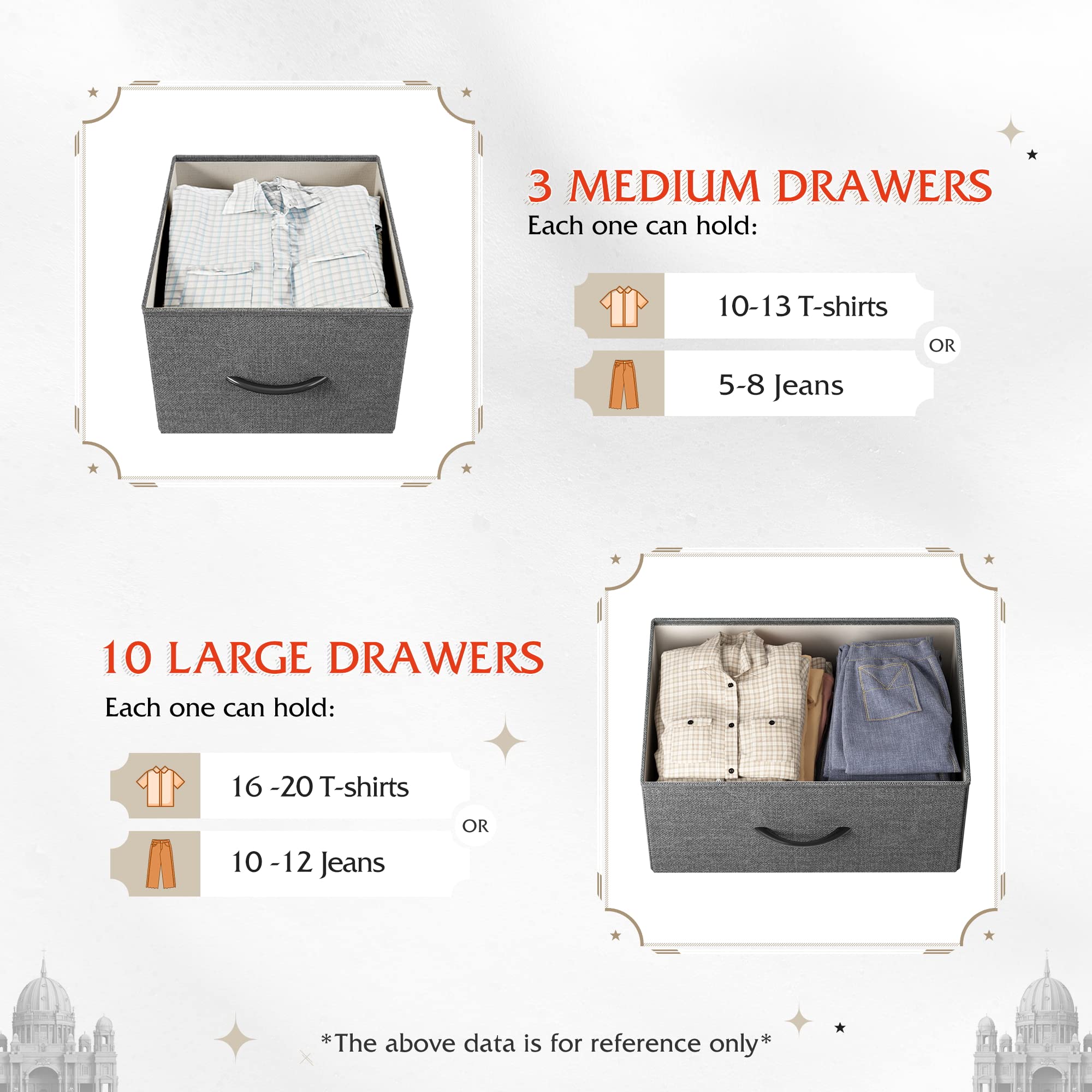 Wlive Tall Dresser For Bedroom With 13 Drawers, Storage Dresser Organizer Unit, Fabric Dresser For Bedroom, Closet, Chest Of Drawers With Fabric Bins, Steel Frame, Wood Top, Dark Grey