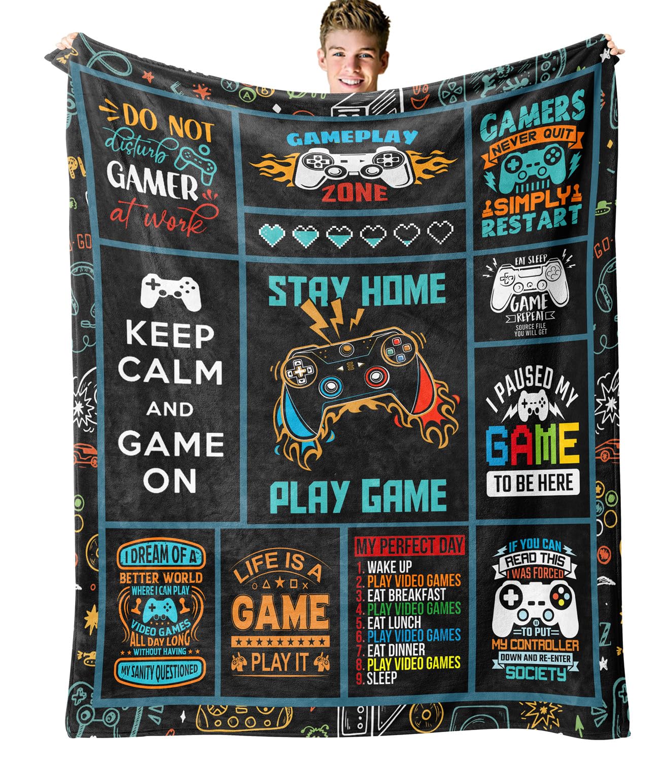 Video Game Gifts For Men Gifts For Video Game Lovers Men Game Blanket For Teen Boys Men Adults, Gamer Soft Comfortable Travel Bl