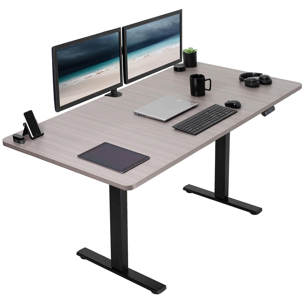 Vivo Electric 71 X 36 Inch Standing Desk Workstation, Memory Controller Height Adjustment, 1B Series, Dark Gray Top Black Frame, Desk-Kit-1B7G-36