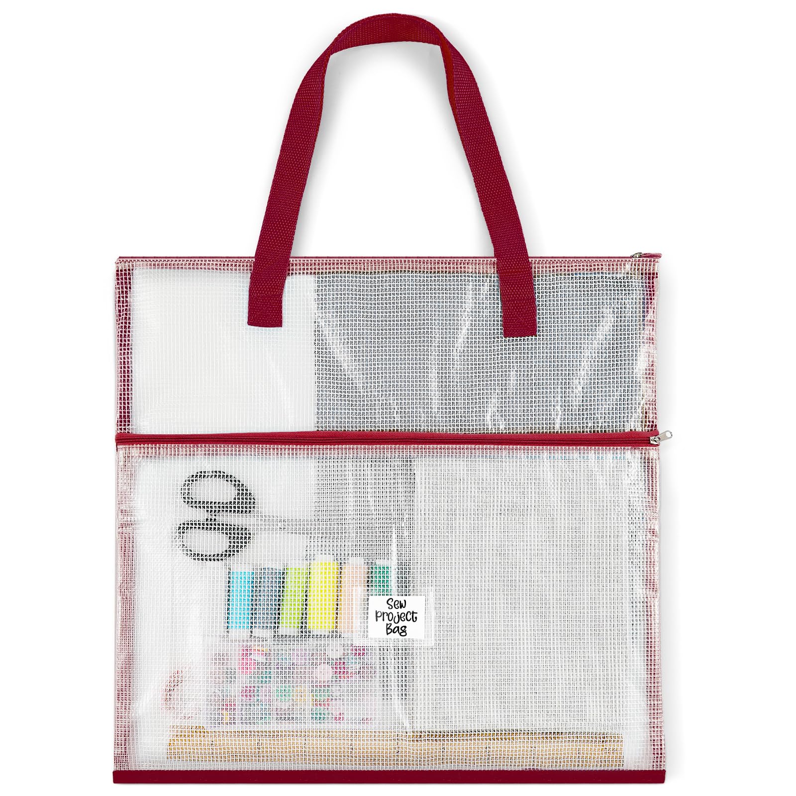 Cosblank 16.1X16.1Inches Sew Project Bag Jumbo Sew Quilting Bag For Quilters And Crafter Portable And Organized Storage Mesh Vin