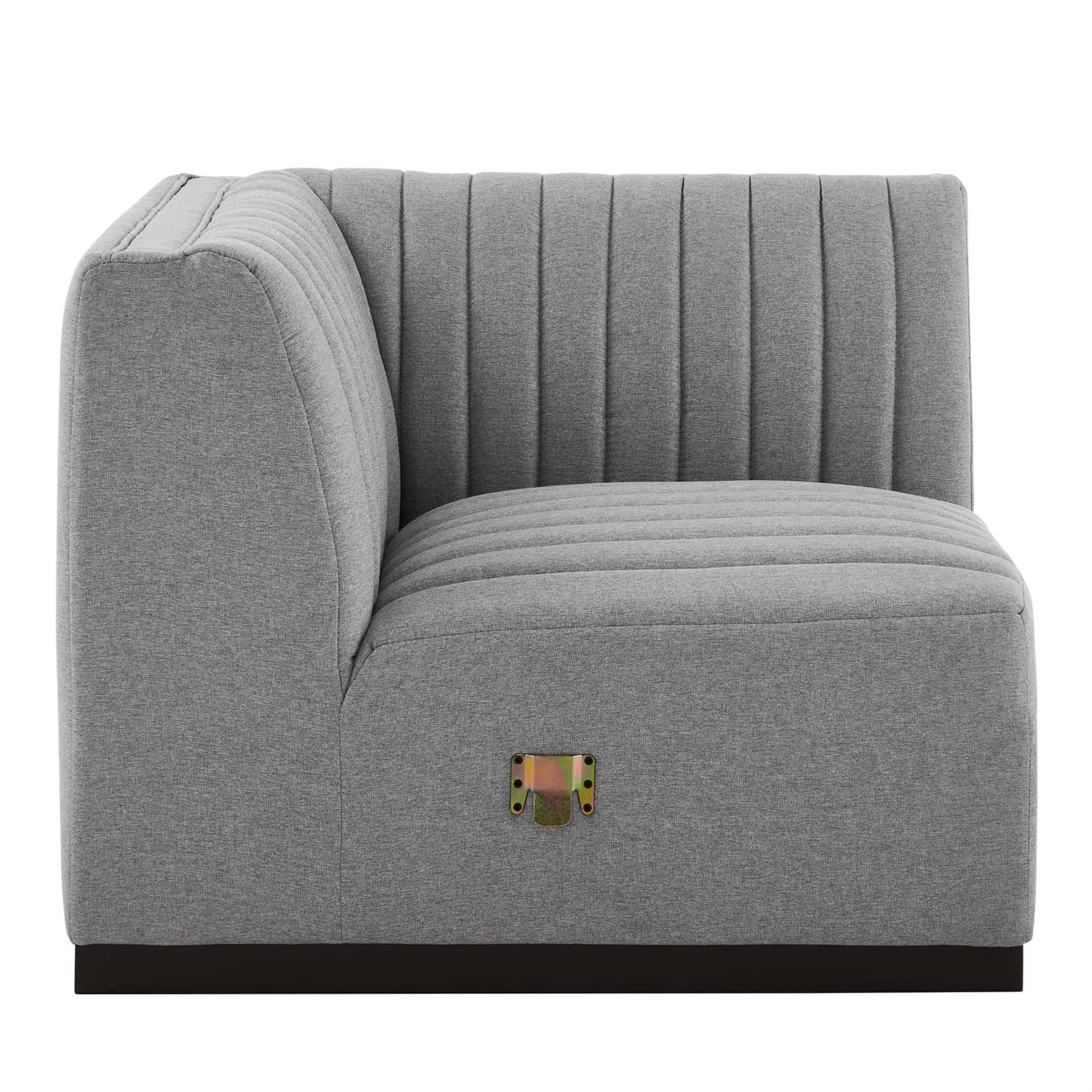 Modway Conjure Modern Channel Tufted Fabric Right Corner Chair in Gray