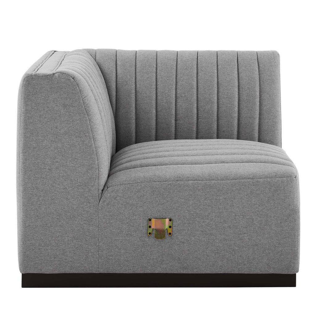 Modway Conjure Modern Channel Tufted Fabric Right Corner Chair in Gray