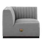 Modway Conjure Modern Channel Tufted Fabric Right Corner Chair in Gray