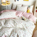 Highbuy Soft Cotton Floral Duvet Cover Twin Xl White With Pink Floral Print,Garden Style Botanical Coquette Bedding Comforter Co