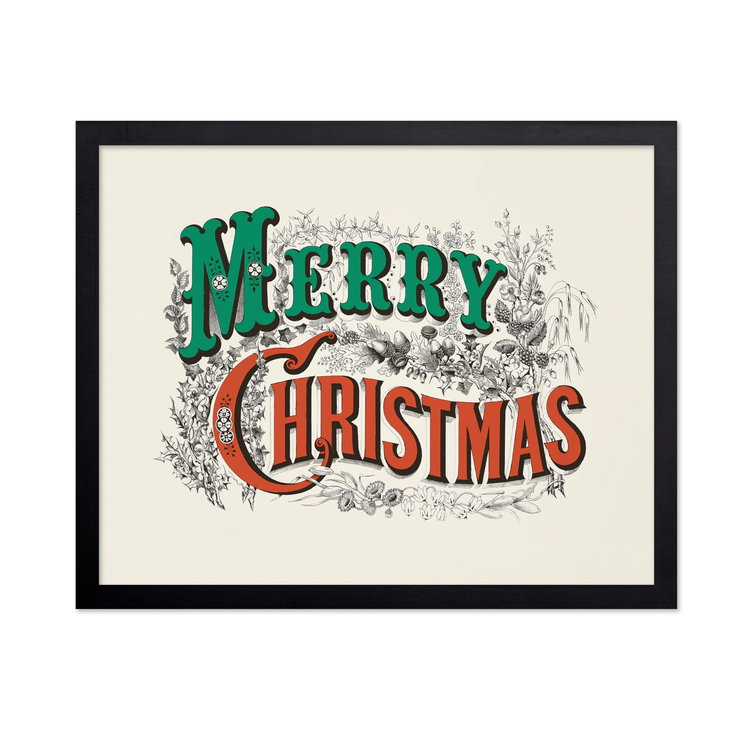 Poster Master Merry Christmas Poster - Holiday Print - Mistletoe Art - Christmas Art - Typography Art - Lithograph Art - Colorfu