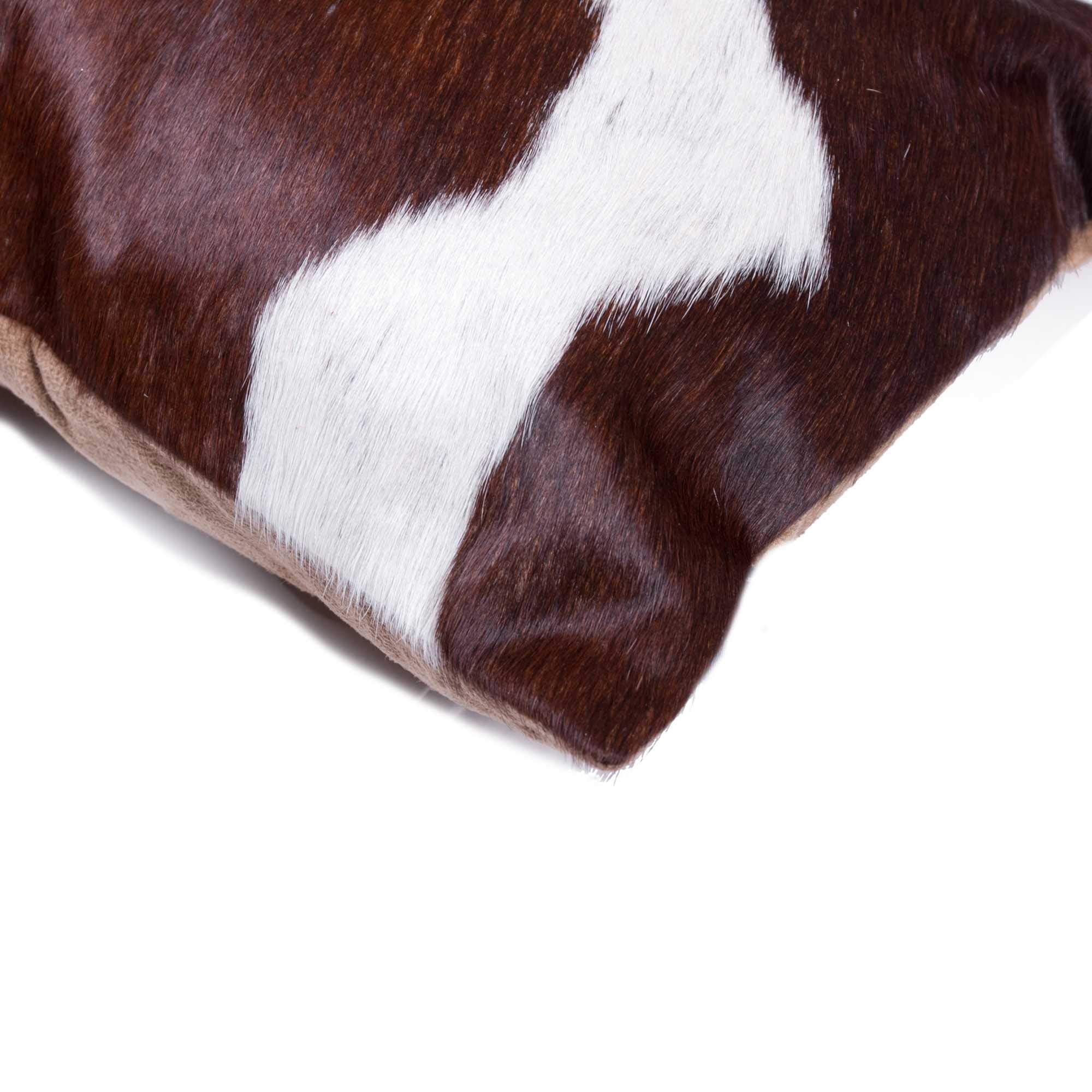 HomeRoots Chocolate & White Cowhide, Microsuede, Polyfill 12' x 20' x 5' Chocolate and White Torino Kobe Cowhide Pillow