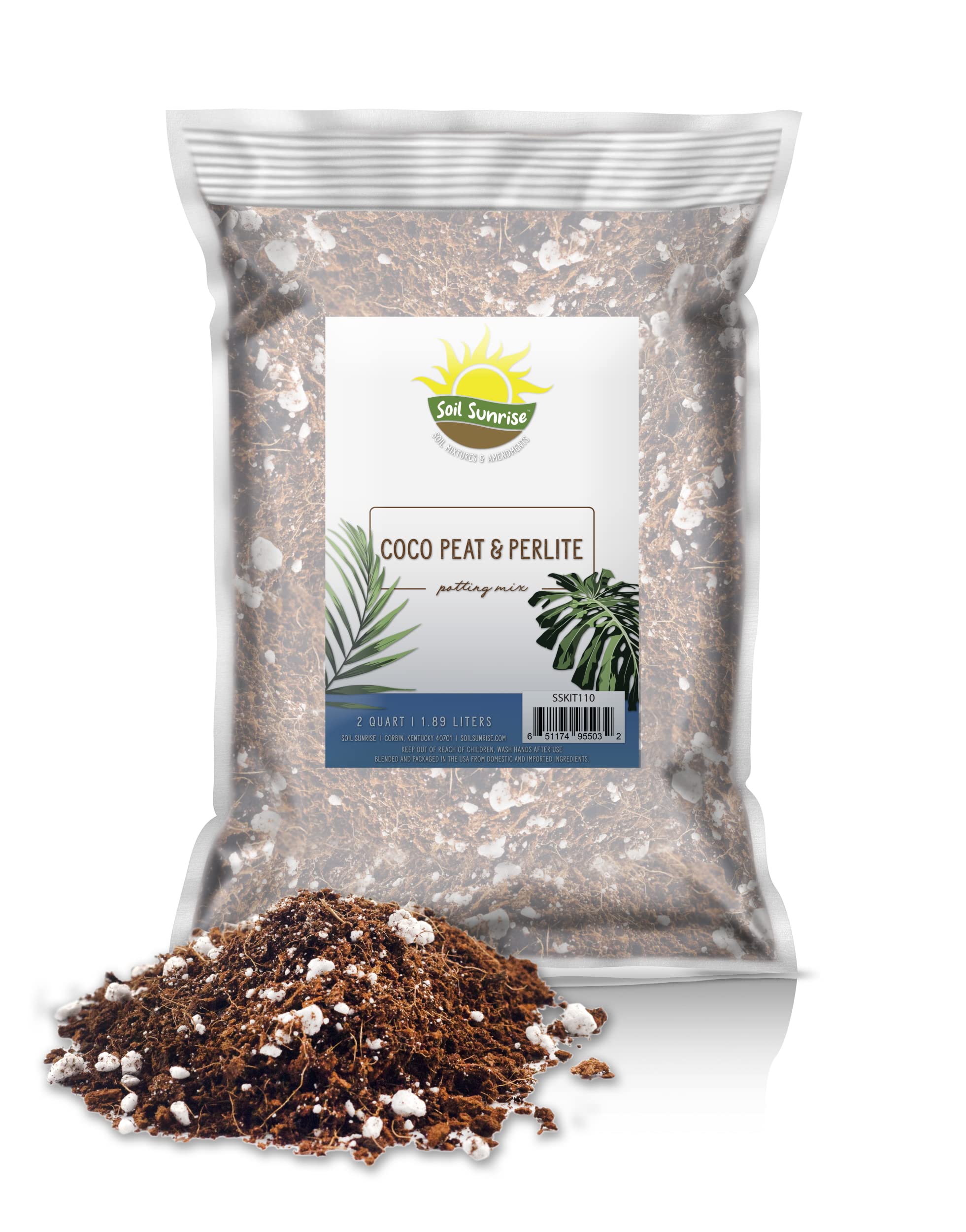 Coco Peat Perlite Potting Mix (2 Quarts), Loose Coconut Coir And Perlite