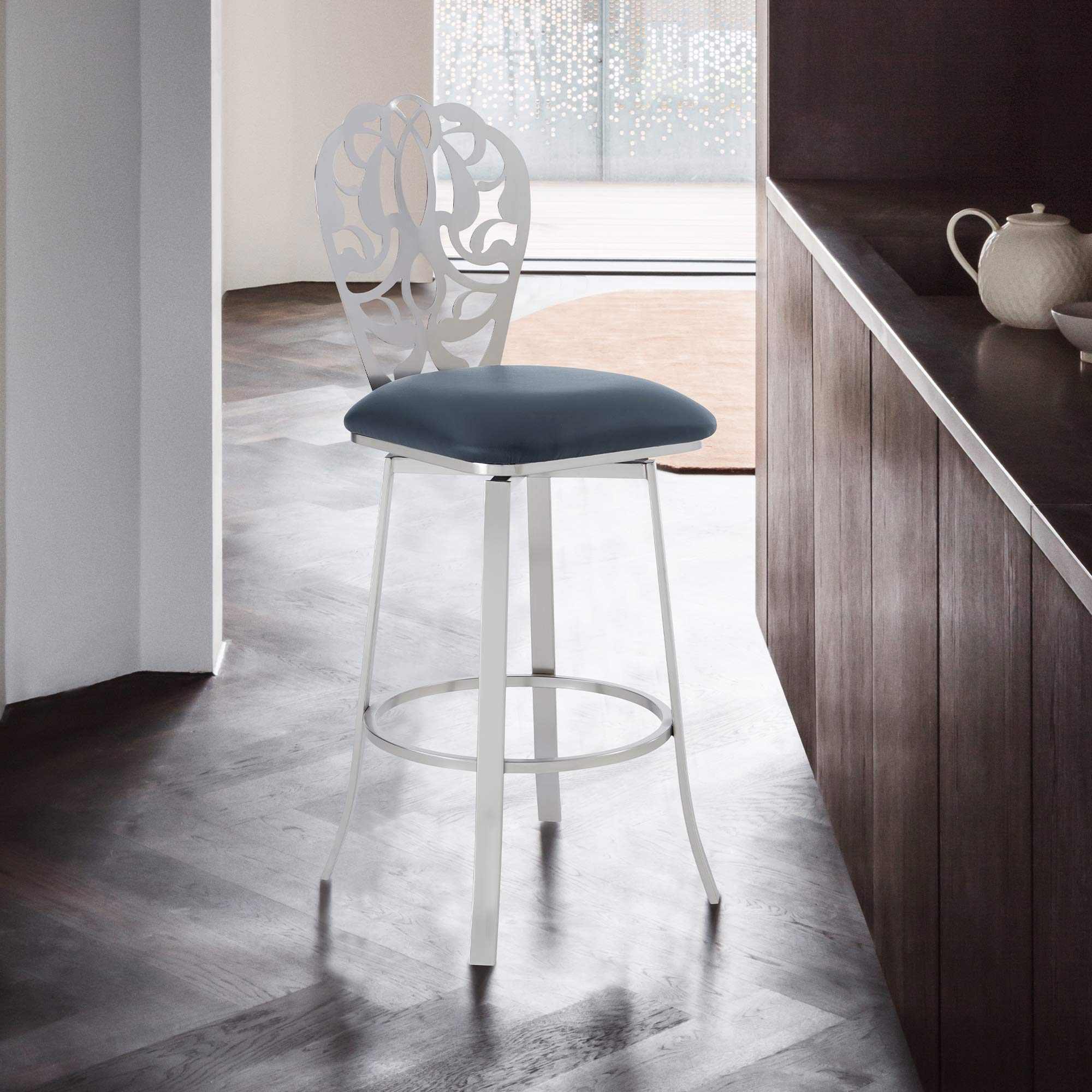 Cherie Bar Stool, 30'' Height, Gray