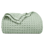 Phf Ultra Soft Waffle Weave Throw Blanket 50'X 60'- Washed Lightweight Breathable Cozy Woven Blanket For Bed - Aesthetic Decor For Couch Bedding Sofa Home Car - Sage Green/Mint Green