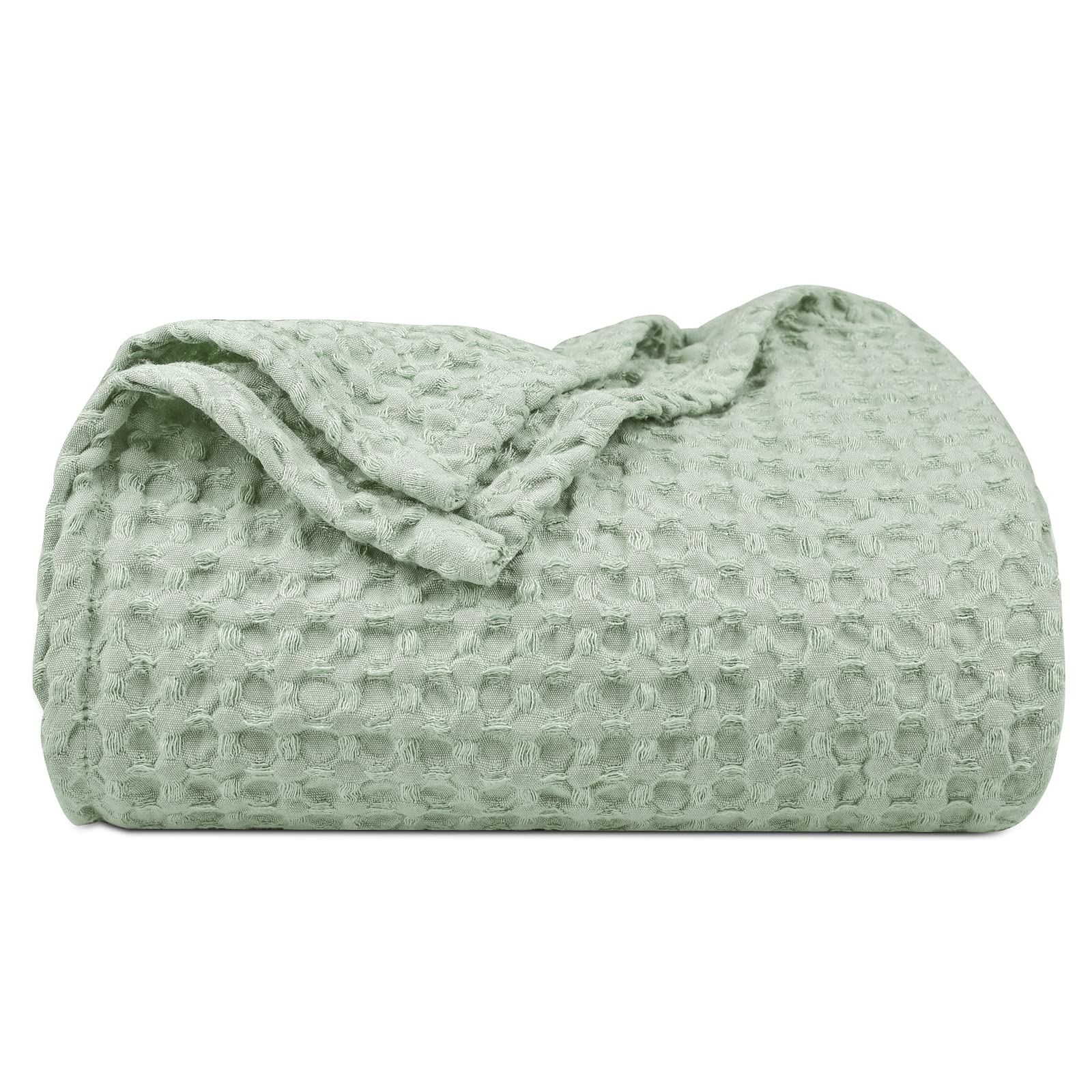 Phf Ultra Soft Waffle Weave Throw Blanket 50'X 60'- Washed Lightweight Breathable Cozy Woven Blanket For Bed - Aesthetic Decor For Couch Bedding Sofa Home Car - Sage Green/Mint Green