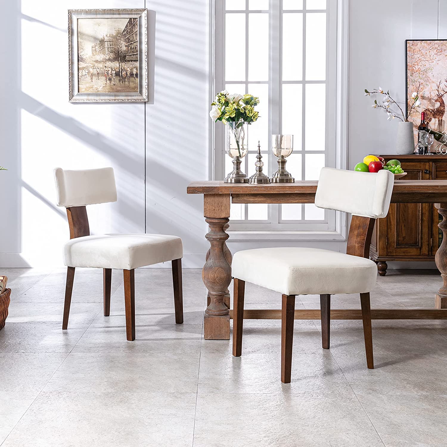 Rivova Velvet Dining Chairs Set Of 2, Modern Dining Chair With Wood Legs, Upholstered Dining Chairs For Dining Room, Kitchen, Va