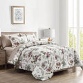 7 Pieces Bed In A Bag Queen Size, Beige Floral Style, Soft Microfiber Reversible Bed Comforter Set For All Season (1 Comforter,
