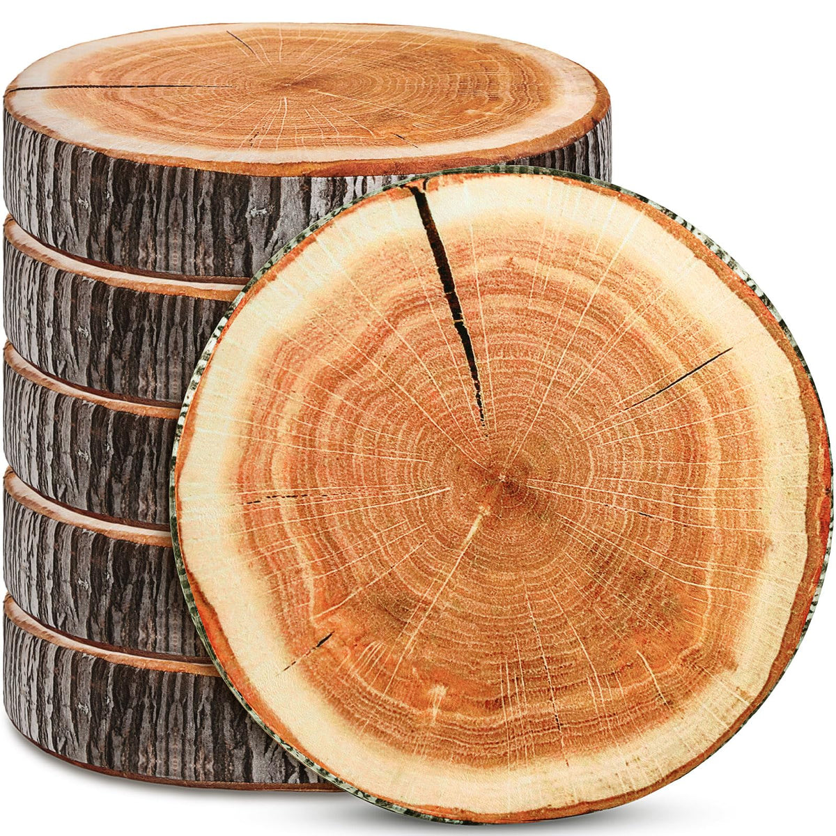 6 Pcs Round Throw Pillow Wood Slice Chair Pillow Decorative Wood Sofa Pillow Tree Stump Floor Cushion Natural Wood Cushion Pillo