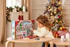 Hape 24 Piece Wooden Christmas Advent Calendar Train Station Set With Decorated Depot Backdrop For Kids, Teens, And Adults, Mult
