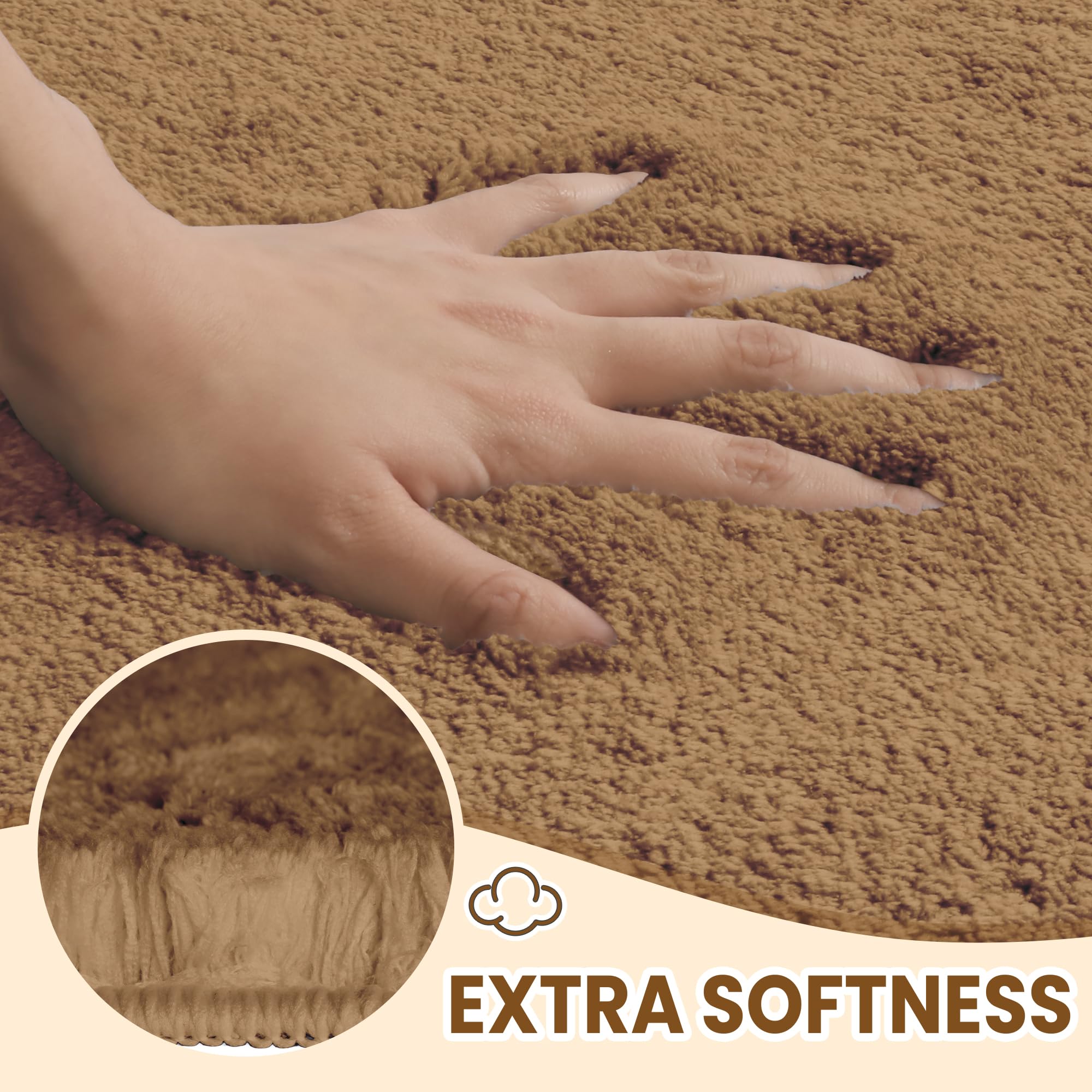 Techmilly Fluffy Bathroom Rug Mat 24X17, Absorbent Thick Non Slip Microfiber Mats, Quick Dry Machine Washable Bath Rug For Bathr