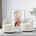 Wrofly Swivel Barrel Chair Set Of 2, 360 Degree Boucle Swivel Accent Chair, Upholstered Chenille Round Armchair, Modern Small Re