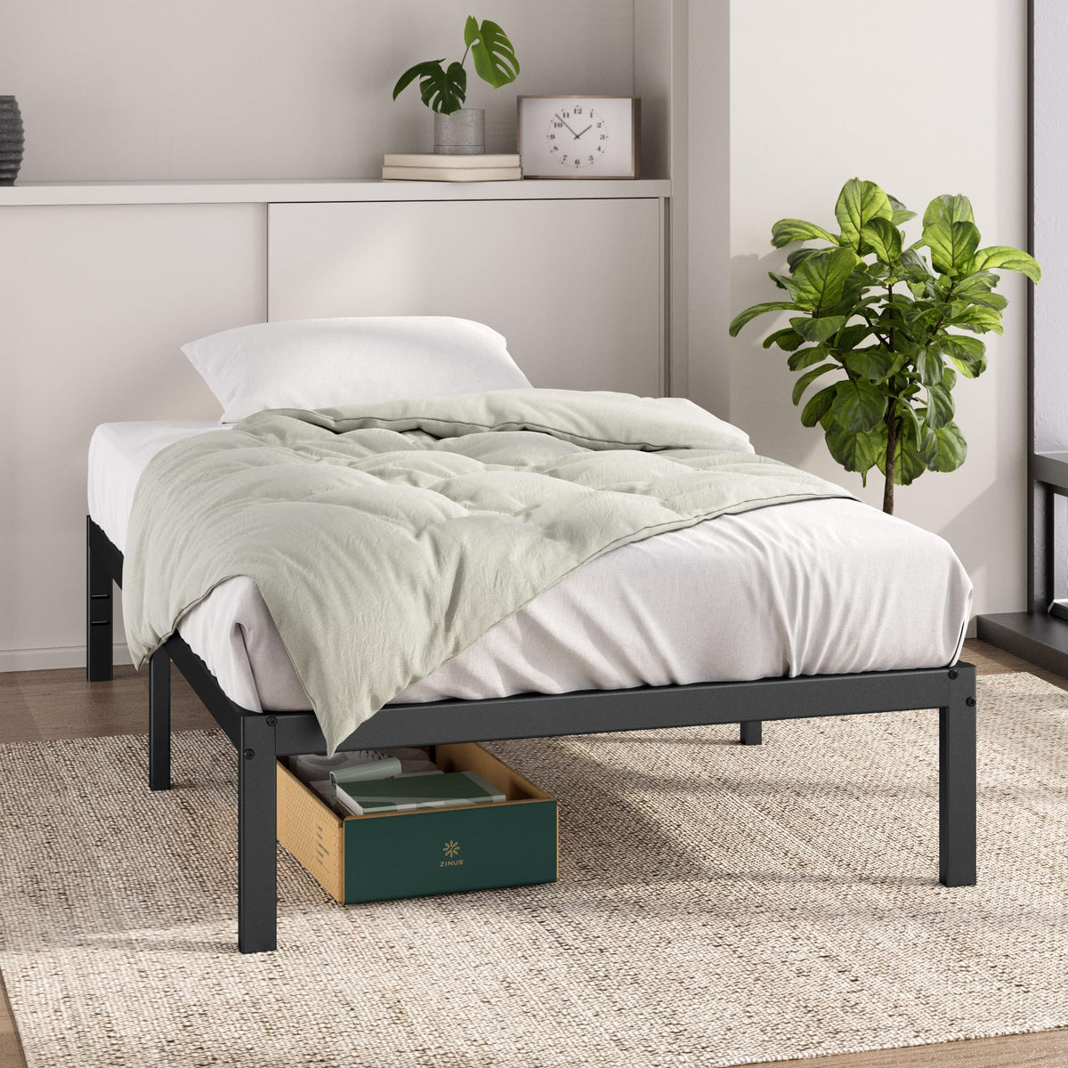 Zinus 14 Inch Elias Metal Platform Bed Frame, Steel Support, No Box Spring Needed, Easy Assembly, Twin