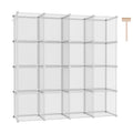 C&Ahome Cube Storage Organizer, 16-Cube Shelves Units, Plastic Storage Cubes, Diy Closet Organizer, Modular Closet Storage Shelf Ideal For Home, 48.4' L × 12.4' W × 48.4' H Transparent Twill Upcs16T