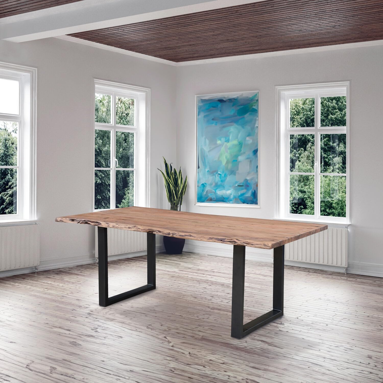 Cambridge Huntington 6-Piece Counter-Height Dining Set: 1 Drop-Leaf Table, 1 Bench And 4 Chairs W/ Faux-Leather Seats In Medium Brown, 982005-6Pc-Brw