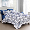 Dobuyly Floral King Size Comforter Set, Blue Flowers On White Botanical Bedding Set 7 Piece Bed In A Bag King, Soft Microfiber B
