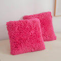 Xege Faux Fur Throw Pillow Covers, Luxury Fluffy Plush Hot Pink Pillow Shams, Shaggy Furry Decorative Pillow Fuzzy Cushion Cover