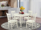 East West Furniture BOGR5-WHI-W 5 Piece Dining Room Furniture Set Includes a Round Kitchen Table and 4 Dining Chairs, 42x42 Inch, Linen White