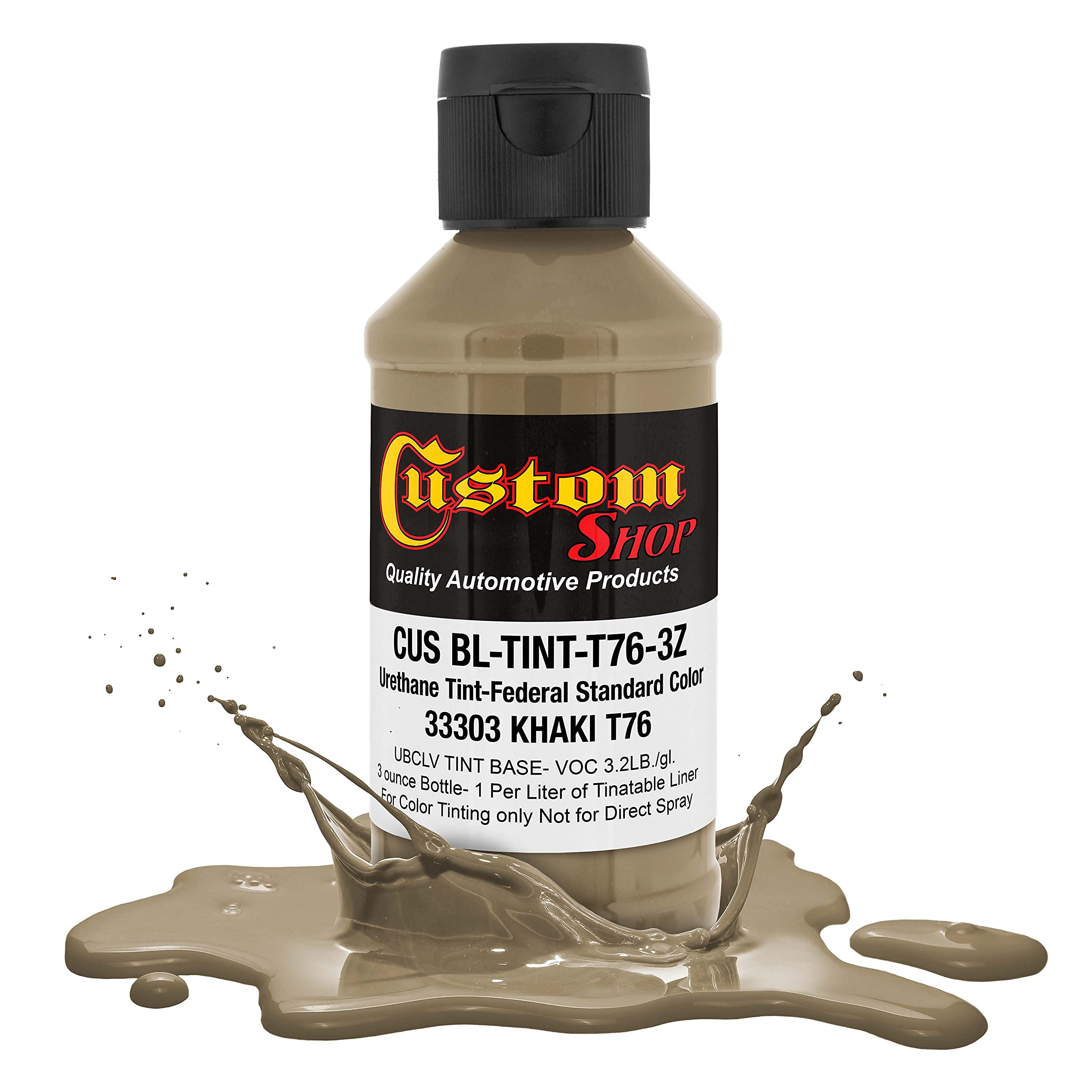 Custom Coat Camouflage Series 3 Ounce (Khaki Federal Standard Color #33303) Urethane Tint Concentrate For Tinting Truck Bed Line