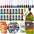Fumete 170 Pcs Camping Party Favors Happy Camper Party with Silicone Bracelets, Mini Compass, Mini Flashlight Keychains, Sticker