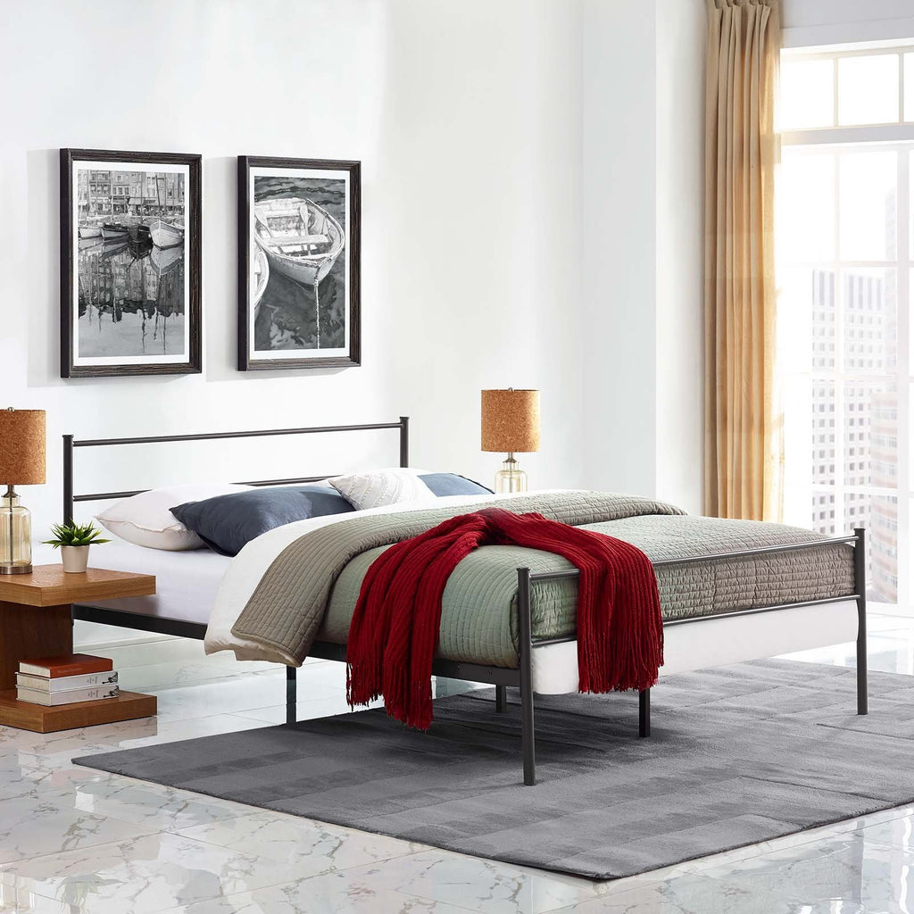 CasaFoyer Alina Platform Queen Bed | Rustic Charm | Sturdy Steel Frame | Supports 1323 lbs | No Box Spring Needed | Compatible with Memory Foam, Spring, Latex, Hybrid Mattresses | Mattress not included