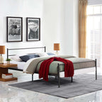 CasaFoyer Alina Platform Queen Bed | Rustic Charm | Sturdy Steel Frame | Supports 1323 lbs | No Box Spring Needed | Compatible with Memory Foam, Spring, Latex, Hybrid Mattresses | Mattress not included