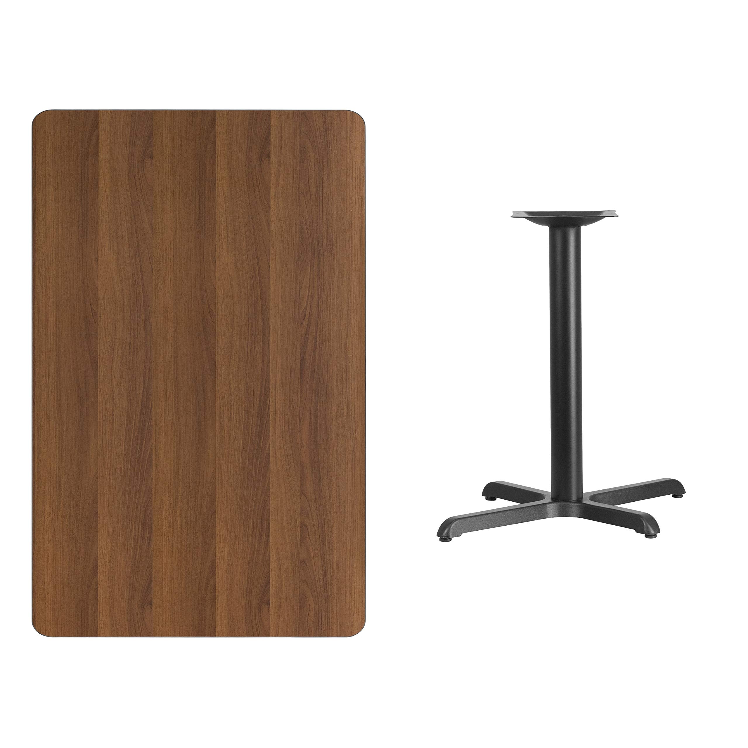 Flash Furniture Stiles 30'' x 48'' Rectangular Walnut Laminate Table Top with 23.5'' x 29.5'' Bar Height Table Base