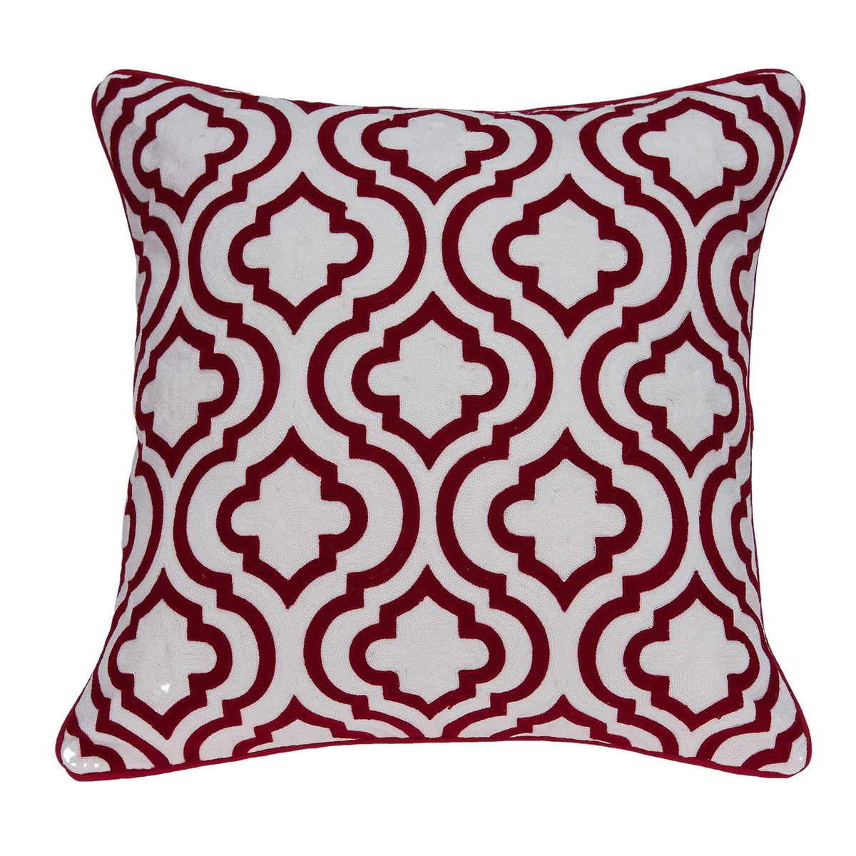 20' X 7' X 20' Transitional Red and White Accent Pillow Cover with Poly Insert