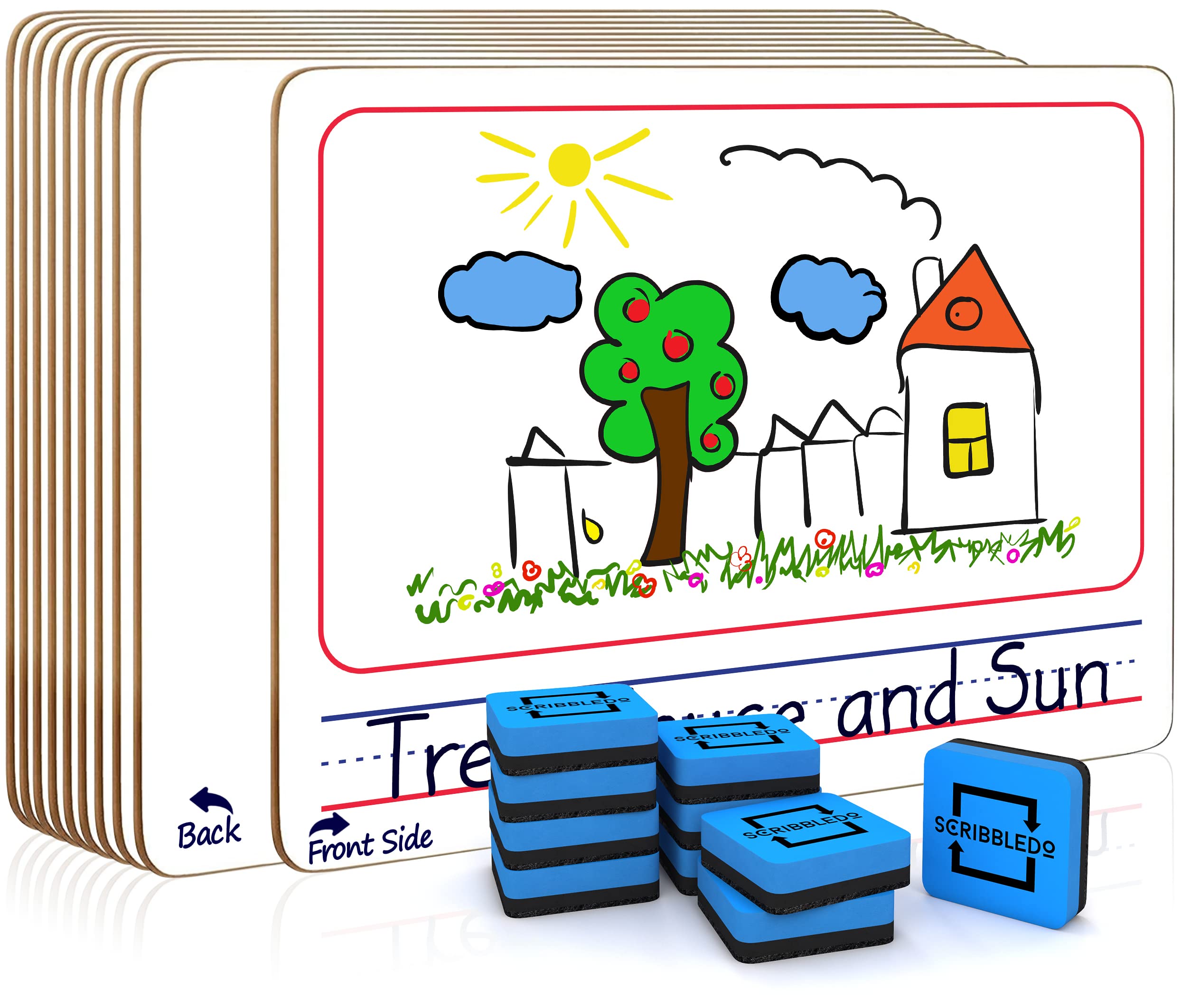 10 Pack Double Sided Whiteboards 9   X12    Story Lined Dry Erase Boards For Kids Writing Board Age 3-5 Practice Drawing Small W