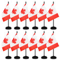 12 Pack Canada Desk Flags Set, Canadian Small Mini Table Office Flags With 12' Solid Black Pole, Black Base And Spear Top, Mini