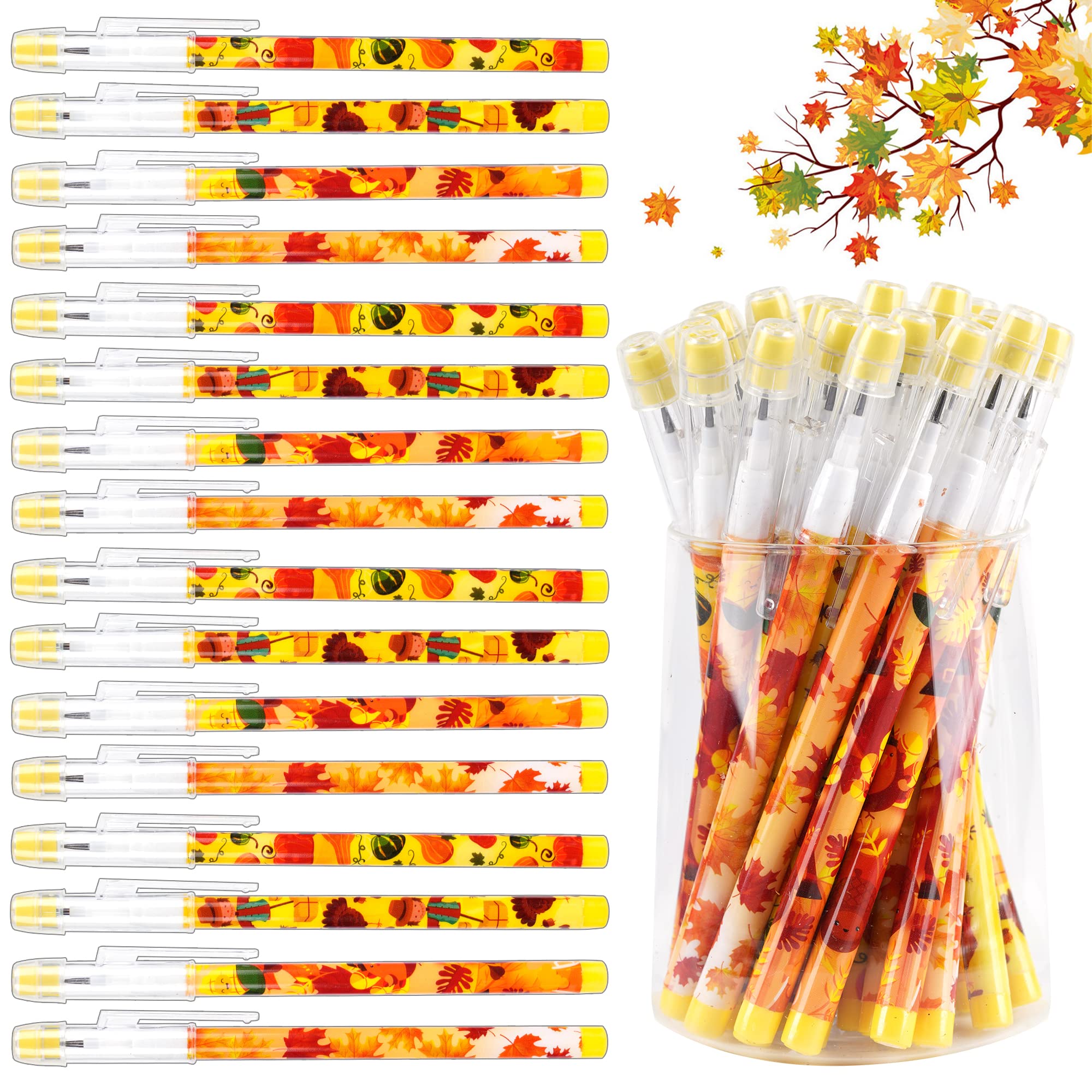 Kolewo4Ever Fall Themed Pencils Thanksgiving Party Pencils Translucent Pencil Multipoint Pencil (48)