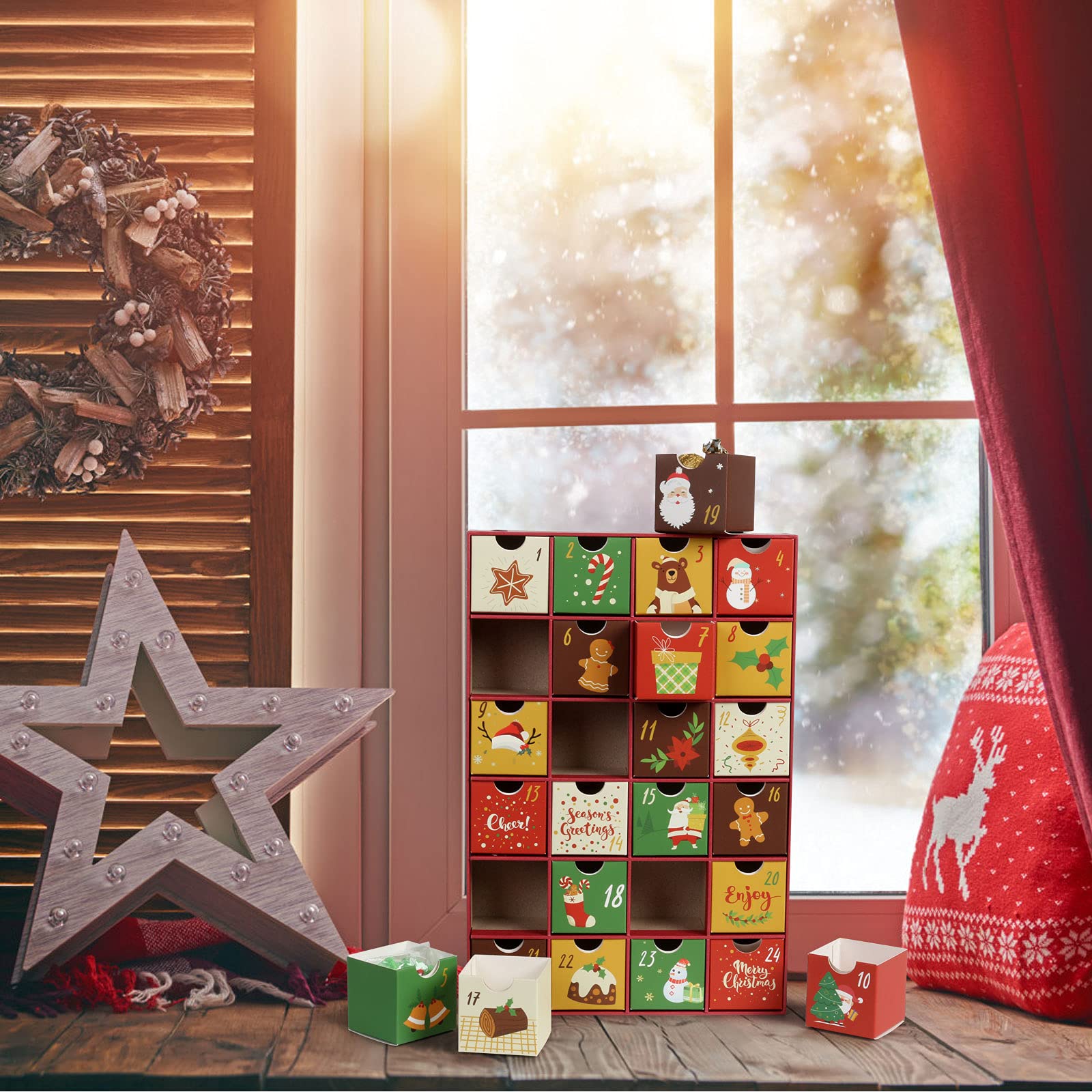 Lemeso Christmas Advent Calendar 2023, Christmas 24 Days Countdown Boxes Drawers For Small Gift, Fill Your Special Advent Calend