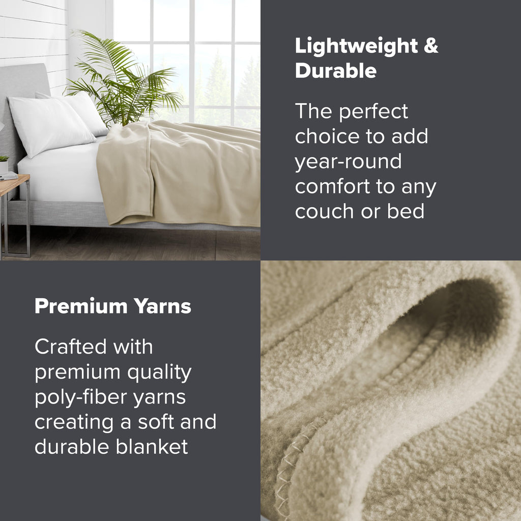 Bare Home Polar Fleece Blanket - Twin/Twin Xl Blanket - Oyster - Warm & Cozy - Premium Fleece - Blanket For Bed, Sofa, Camping,