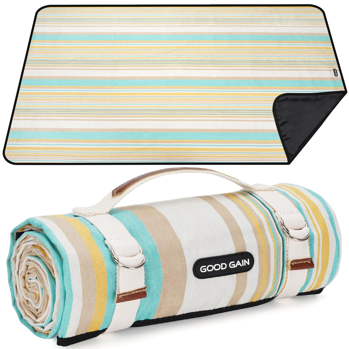 G Good Gain Picnic Blanket Waterproof & Sand Proof,Beach Blanket Portable With Carry Strap, Xl Large Foldable Picnic Rug Machine
