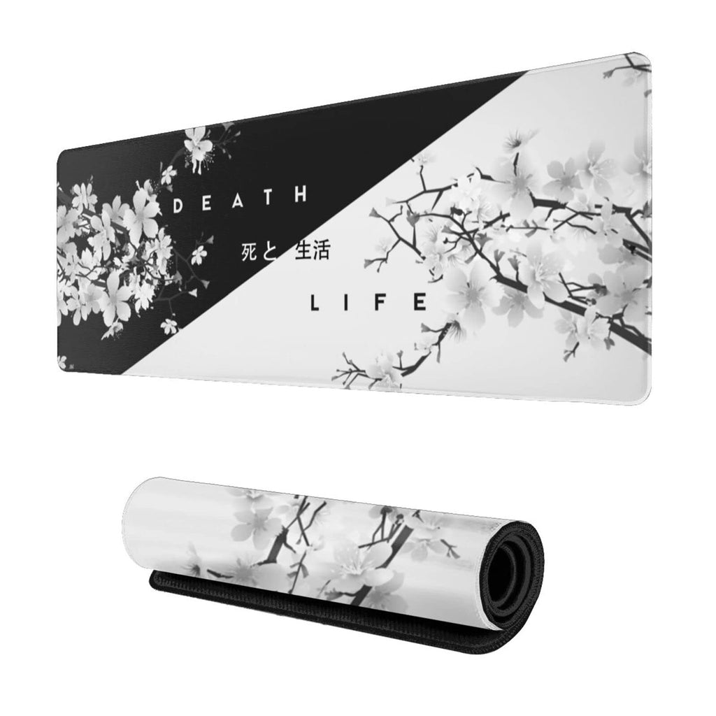 Black And White Cherry Blossom Mouse Pad Gaming Large Mouse Pad Japanese Xl Mousepad Extended Long Big Desk Mat Stitched Edges N